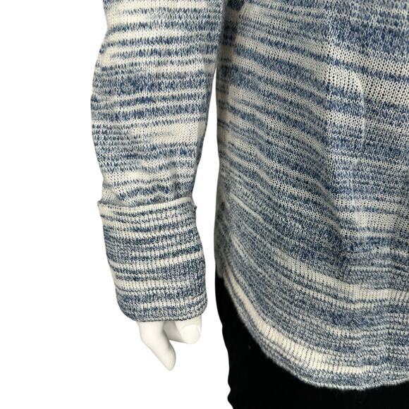 Lucky Brand Cardigan Sweater Womens Size Large Lightweight Blue Striped Buttons - Picture 4 of 8